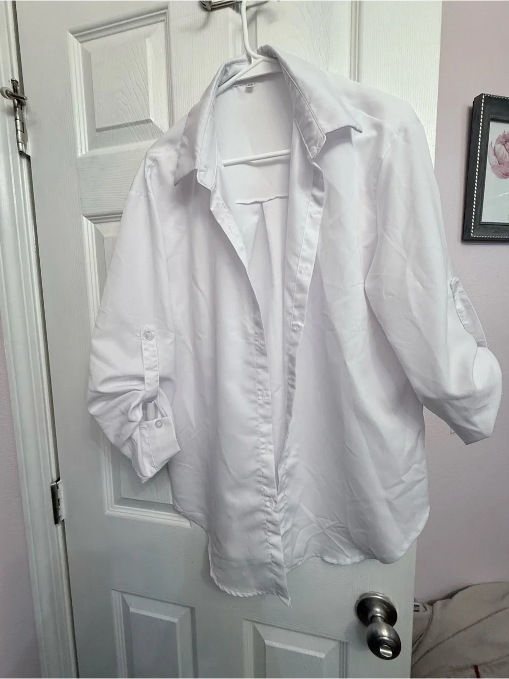 SHEIN White Relaxed Button-Down Shirt - Picture 1 of 2
